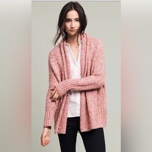 Anthropologie Angel of the North Pink Chaucer Open Oversized Cardigan XS